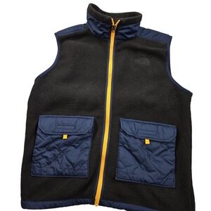 The North Face Vest Mens Medium Black Fleece Quilted Full Zip Pockets NF0A7UJC
